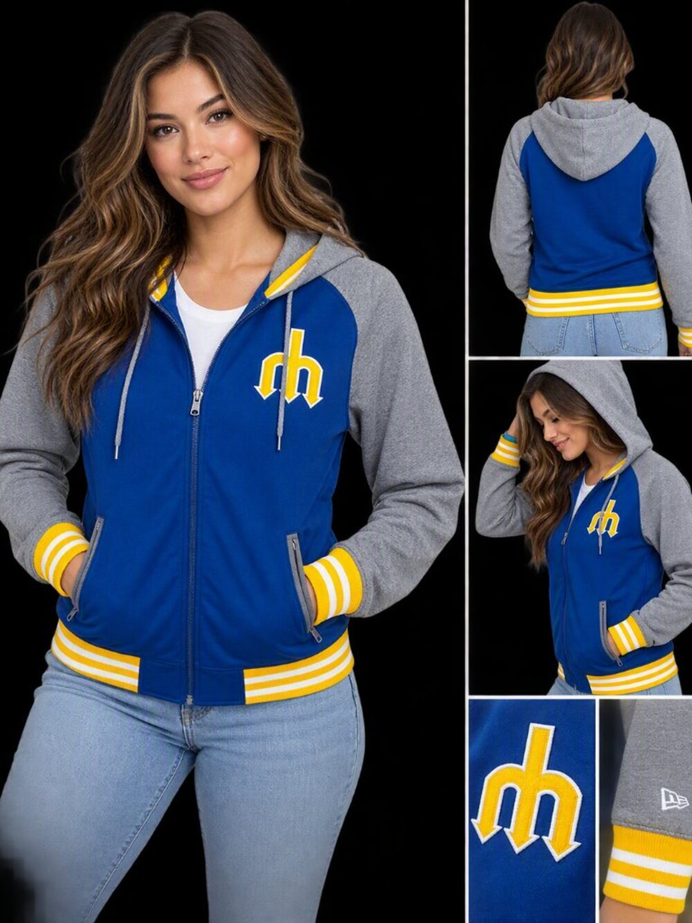 New Era Seattle Mariners Trident Full Zip Hoodie Jacket Women's M